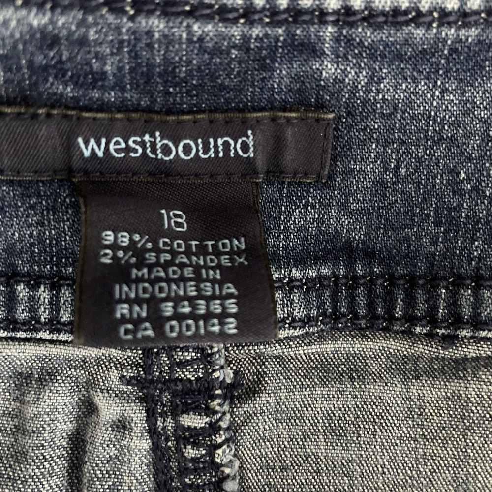 Westbound Button Front Denim Skirt Women 18 Blue‎ Stretch Knee Length - Picture 2 of 7